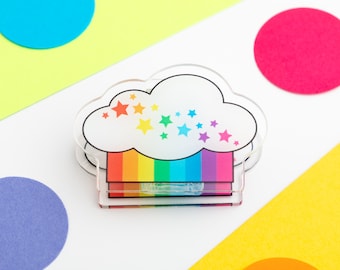 Rainbow Cloud paperclip, helder acryl bindmiddelclip, kleurrijke plannerclip, dagboekclip, leuk briefpapiercadeau, schattige sterren paperclip