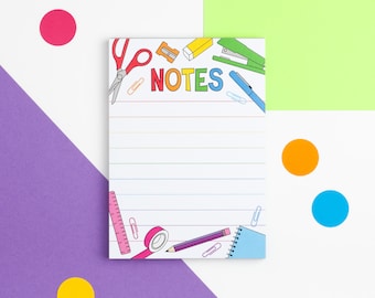 Notes A6 Notepad, Cute Rainbow Stationery Notepad, Stationery Lover Gift, Colourful To Do Lined Note Pad, Tear Off List Pad, Small Memo Pad