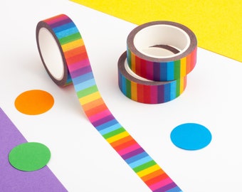 Multi-Coloured Rainbow Stripe Washi Tape, Colourful Washi Tape, Stationery Lover Gift, Vertical Striped Paper Tape, Decorative Journal Tape