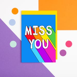 Miss You Card, Missing You Card, Colourful Rainbow Card, Card For Best Friend, Thinking Of You Card, Happy Mail, Just Because Card