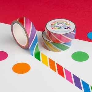 Rainbow Stripe Washi Tape, Striped Washi Tape, Colourful Washi Tape, Decorative Paper Tape, Recyclable Craft Tape, Bujo Journal Planner Tape