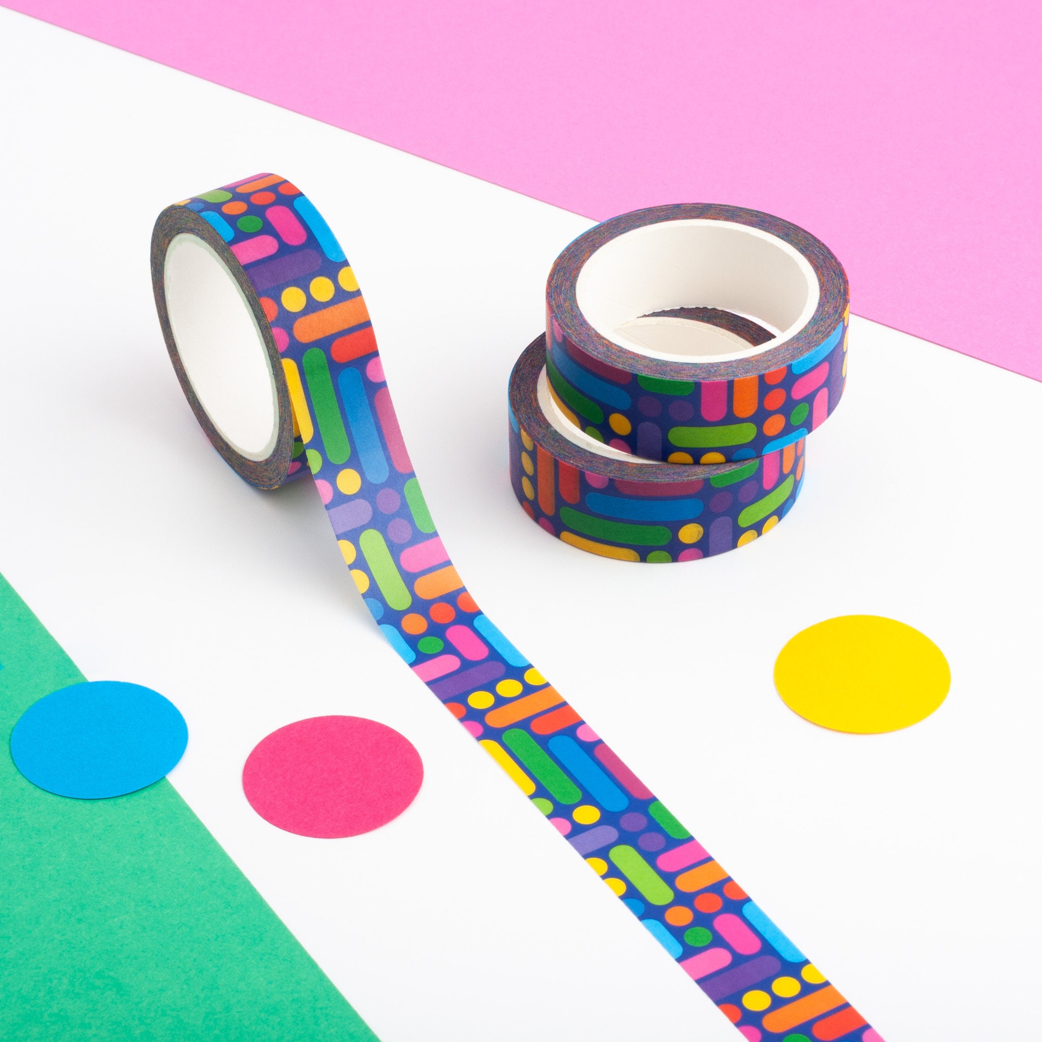 Colourful Geometric Pattern Washi Tape Set, Retro Patterned Washi Tapes ...