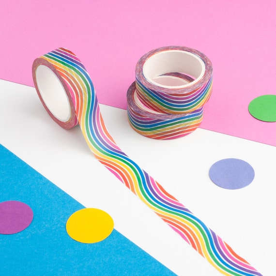 Colourful Rainbow Waves Washi Tape, Bright Patterned Washi Tape, Paper Eco Tape, Cute Journal Tape, Decorative Planner Tape, Stationery Gift