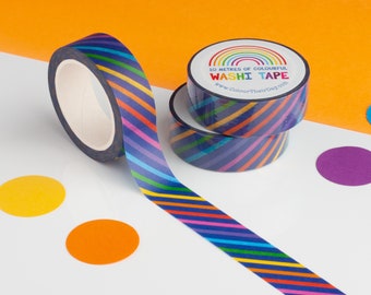 Colourful Stripe Washi Tape, Rainbow Striped Washi Tape, Cute Washi Tape, Vibrant Paper Tape, Recyclable Eco Tape, Decorative Journal Tape