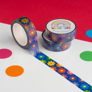 Blumen Washi Tape, buntes dekoratives Klebeband, Regenbogen Blumen Washi Tape, buntes dekoratives Klebeband, botanisches Washi Tape, niedliches Plannertape