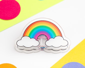Clip de papel arcoíris, clip acrílico bonito, clip para agenda, clip colorido para diario, clip para carpeta, clip multiusos para el trabajo, la escuela o el hogar.