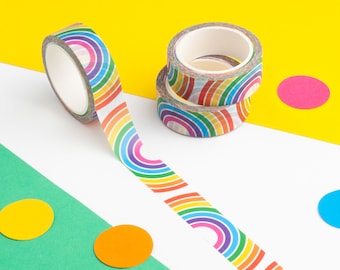 Bright Rainbow Washi Tape, Rainbow Pattern Washi Tape, Colourful Paper Tape, Vibrant Journal Tape, Cute Planner Tape, Decorative Eco Tape