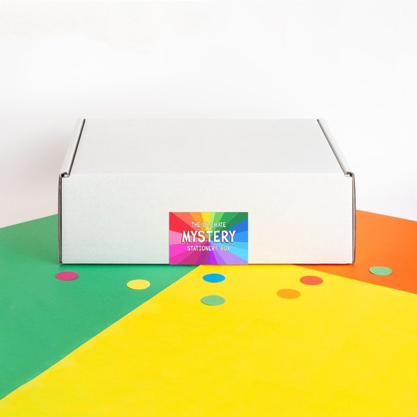 Ultimate Mystery Stationery Box, Rainbow Stationery Gift Set, Surprise Stationery Bundle, Colourful Stationary Lucky Dip, Rainbow Gift Box