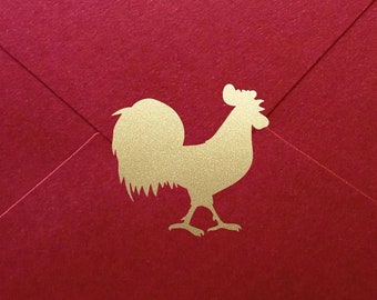 20+ Rooster Stickers, envelope seal, craft supply, 1- 2in (2.5-5cm), vinyl