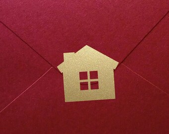 10+ House Stickers, envelope seal, craft supply, 0.75-3in (1.9-7.5cm), vinyl