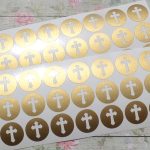 60 Cross Stickers, baptism favors, Easter envelope seal, candy stickers, craft supply, vinyl decals,  0.75 - 1.5 inches