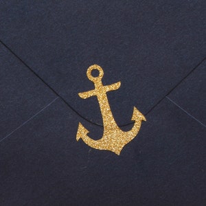 30 small glitter anchor stickers, envelope seal, nautical party decoration, mermaid party,  beach wedding invitation