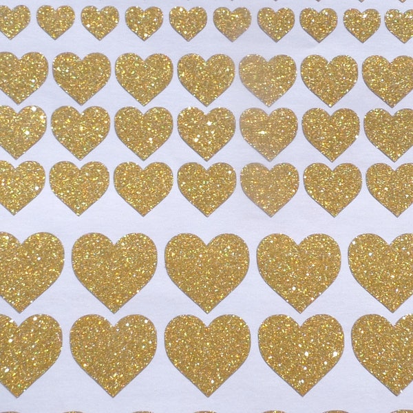 Glitter Heart stickers, wedding envelope seal, invitation, engagement party, 0.5 - 1.5 inches, no shred