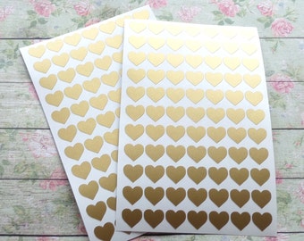 200 Small Gold Heart Stickers: Wedding Envelope Seals (1/2 inch)
