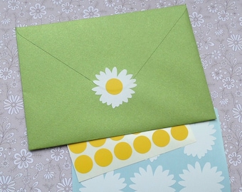 25 Daisy Stickers, DIY assembleren, bloemen, envelopzegel, ambachtelijke levering, 1.5in, vinyl