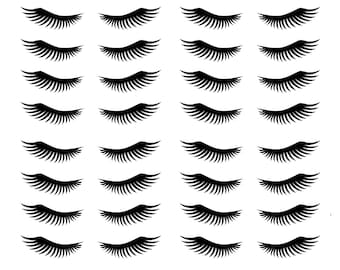 70 Eyelash stickers, craft supply ( 35 pairs), vinyl decals