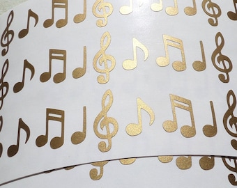 200 Tiny Music Notes Stickers, vinyl decals, (50x4)