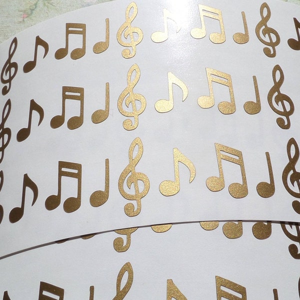 200 Tiny Music Notes Stickers, vinyl decals, (50x4)