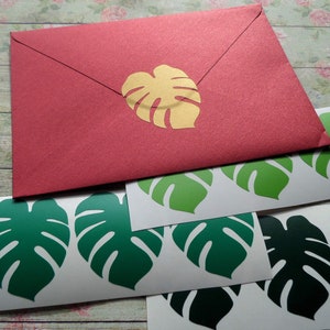 20+ Monstera Blatt Aufkleber, tropische Partydekoration, Dankeskarten-Dekor. Abnehmbare Tapete, 2 - 10 cm, Vinyl Sticker