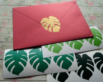 Monstera Leaf Stickers: Tropical Decor, 8+pcs, 0.75-4in (1.9-10cm), vinyl decals