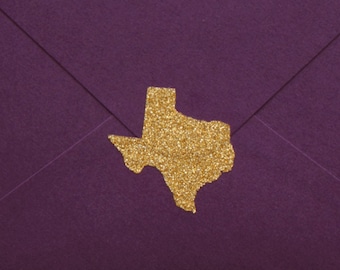 25 glitter Texas stickers, save the date invitation seal, Texas envelope seals, Texas wedding, TX save the date, Texas party favor 1 1/2in