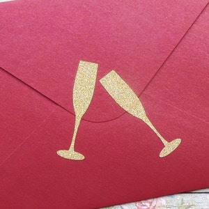 30 autocollants scintillants pour flûte à champagne, sceaux d'invitation de mariage, étiquettes de verres à champagne dorées, décoration de fête du nouvel an, acclamations
