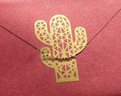 15 Cactus Stickers, succulent envelope seals, geometric wedding invitation seal, removable wallpaper, origami cactus decals, Arizona