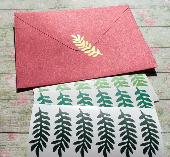 40 Minimalist Leaf Stickers, Envelope Seal, Invitation, Thank You