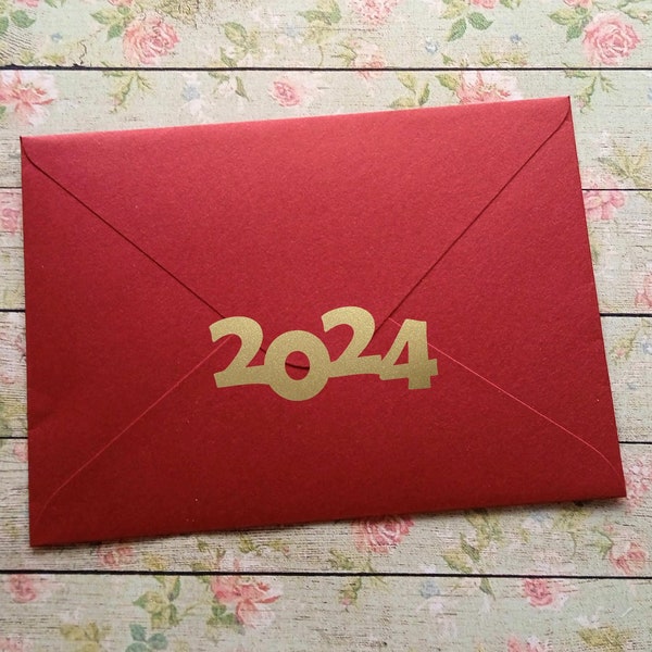 12+ 2024 Stickers, envelope seal, class of 2024, craft supply 1-3in (2.5-7.5cm), waterproof vinyl