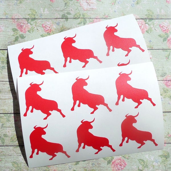 24 Bull Stickers, Bull Decals, cowboy birthday  envelope seals, removable wallpaper,  animal stickers, bullfighting, toreador, Spanish party