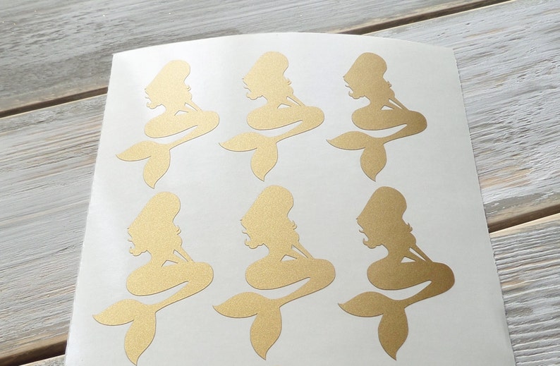 35 Vinyl Mermaid Stickers Gold Mermaid Decals Under the Sea Etsy