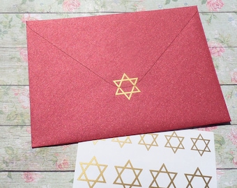 50+ Small Star of David Stickers, jewish star, envelope seal, gift wrapping, craft supply, vinyl, 0.75-1in