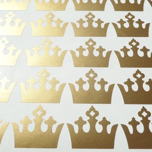 35 metallic gold crown stickers, decals, princess party decoration, invitation envelope seal, king removable wallpaper image 3