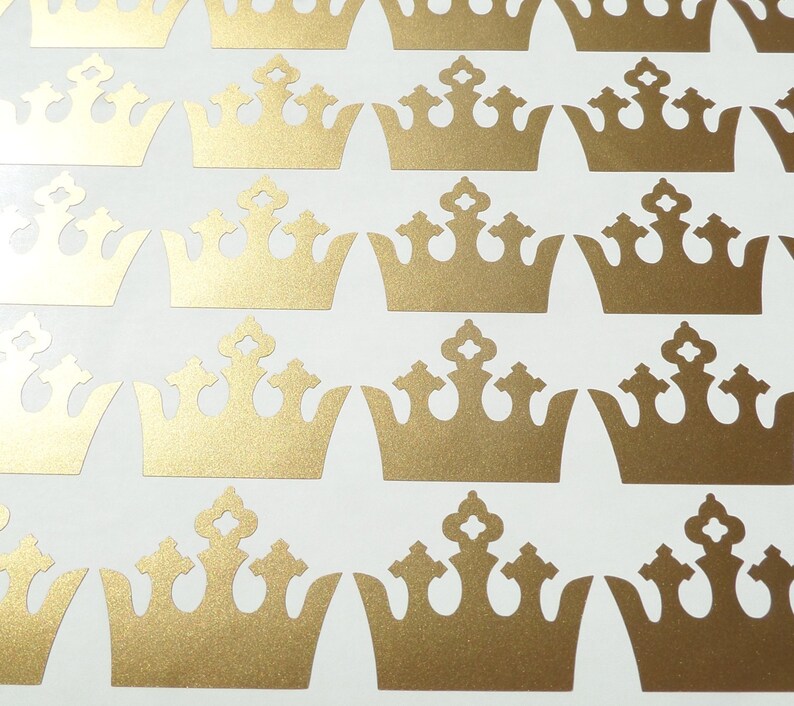 35 metallic gold crown stickers, decals, princess party decoration, invitation envelope seal, king removable wallpaper image 3