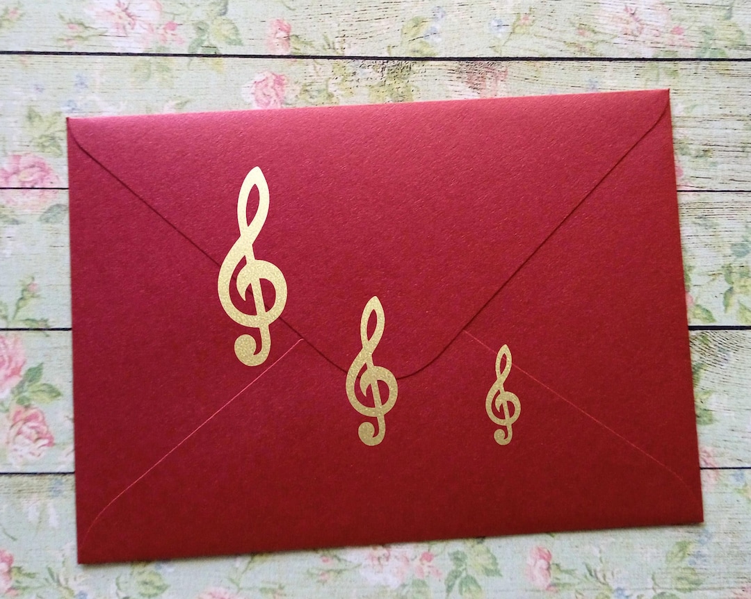 Music Envelope Pattern 12+ Treble Clef Stickers, Music Envelope Seal, Craft Supply, 1-2.5in (2 ...