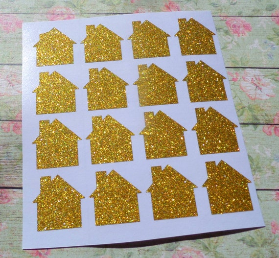 Glitter House Stickers, Envelope Seals, craft supply, 1/2-2in