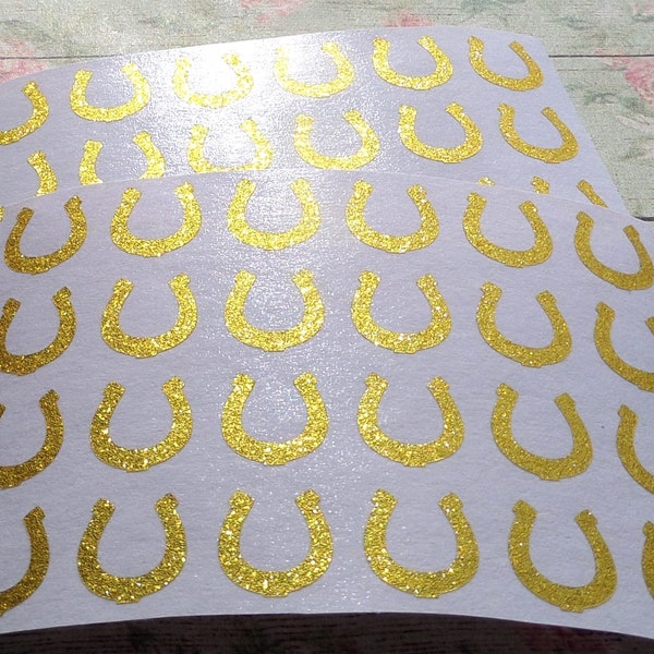 150 Tiny Glitter Horseshoe Stickers, craft supply, 0.5inches