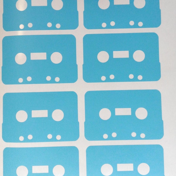 8 vinyl cassette tape stickers, 80s party decoration, music decals, removable wallpaper, audio cassette, Musicassette, Compact Cassette