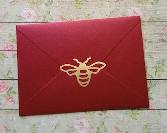 16+ Bee Stickers, envelope seal, craft supply, 1- 2in (2.5-5cm), waterproof vinyl