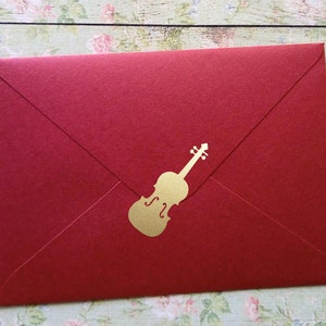 Pegatinas de violín, instrumento musical, sello de sobre, material para manualidades, 3,8-10 cm (1,5-4 pulgadas), calcomanías de vinilo