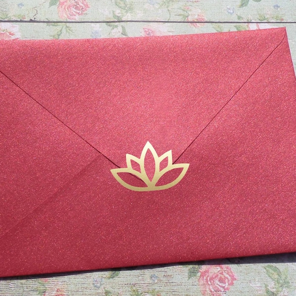 40+ Small Lotus Stickers, envelope seal, craft supply, 0.75-1.5in, waterproof vinyl