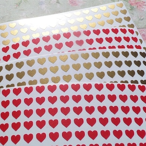 600 Mini Heart Stickers, engagement, wedding envelope stickers,  vinyl decals, 1/4 inch, shipping from Europe