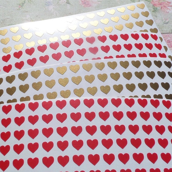 600 Mini Heart Stickers, engagement, wedding envelope stickers,  vinyl decals, 1/4 inch, shipping from Europe