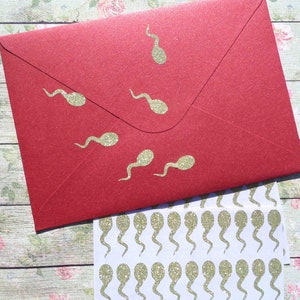 150 pequeñas pegatinas con purpurina de esperma, decoración para despedida de soltera, invitaciones para baby shower, vasectomía, material para manualidades, 1 pulgada