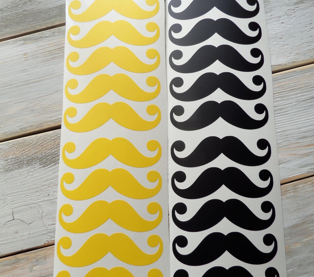 24 Vinyl Mustache Stickers, Mustache Party Decorations, Cup Decals