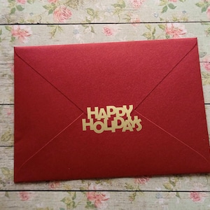 12+ naklejek HAPPY HOLIDAYS, pieczęcie do kopert na kartki świąteczne, naklejki świąteczne, materiały do majsterkowania 2-3 cale (5-7,5 cm), wodoodporny winyl