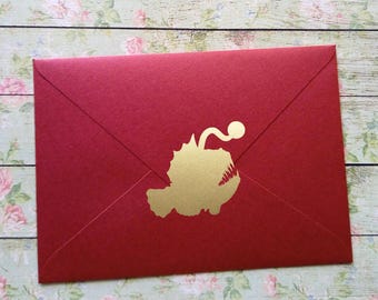 Anglerfish Stickers, deep sea creatures, 16+pcs, 1-2in (2.5-5cm), vinyl decals