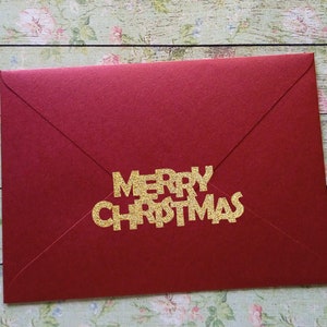 16 pegatinas con brillantina de FELIZ NAVIDAD, sellos para sobres de tarjetas navideñas, material para manualidades de 7,5 cm (3 pulgadas), sin deshilacharse