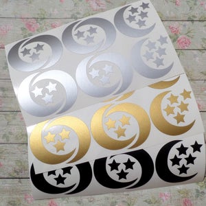 35 Maan + 60 Sterstickers, sterstickers, gouden envelopzegel, ramadan, verwijderbaar behang, feestdecoraties
