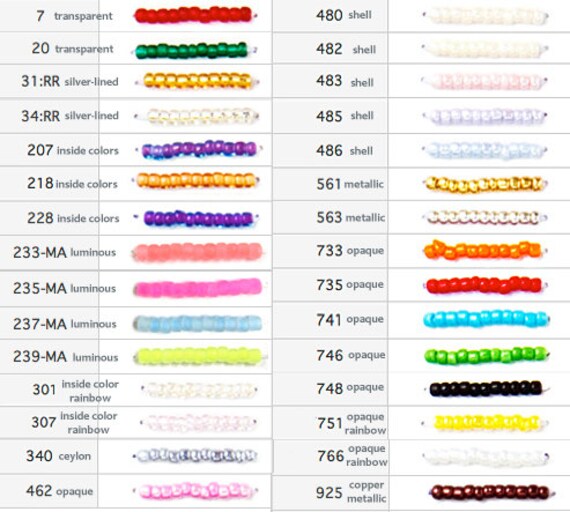Matsuno Seed Beads Color Chart
